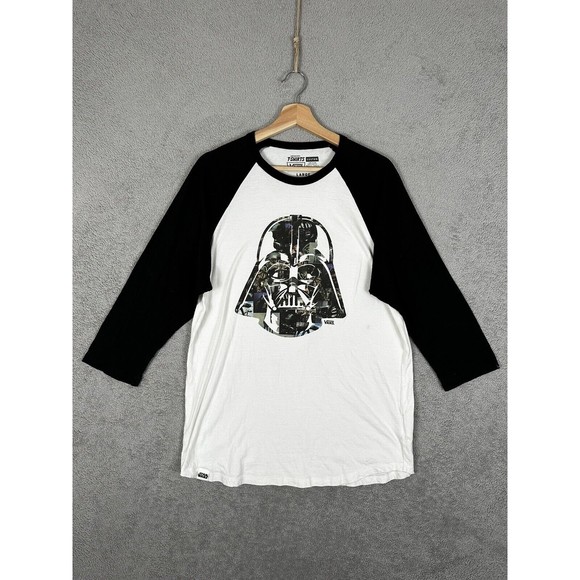 Vans Other - Vans Custom X Star Wars Darth Vader Baseball T Shirt 3/4 Sleeve L White Black